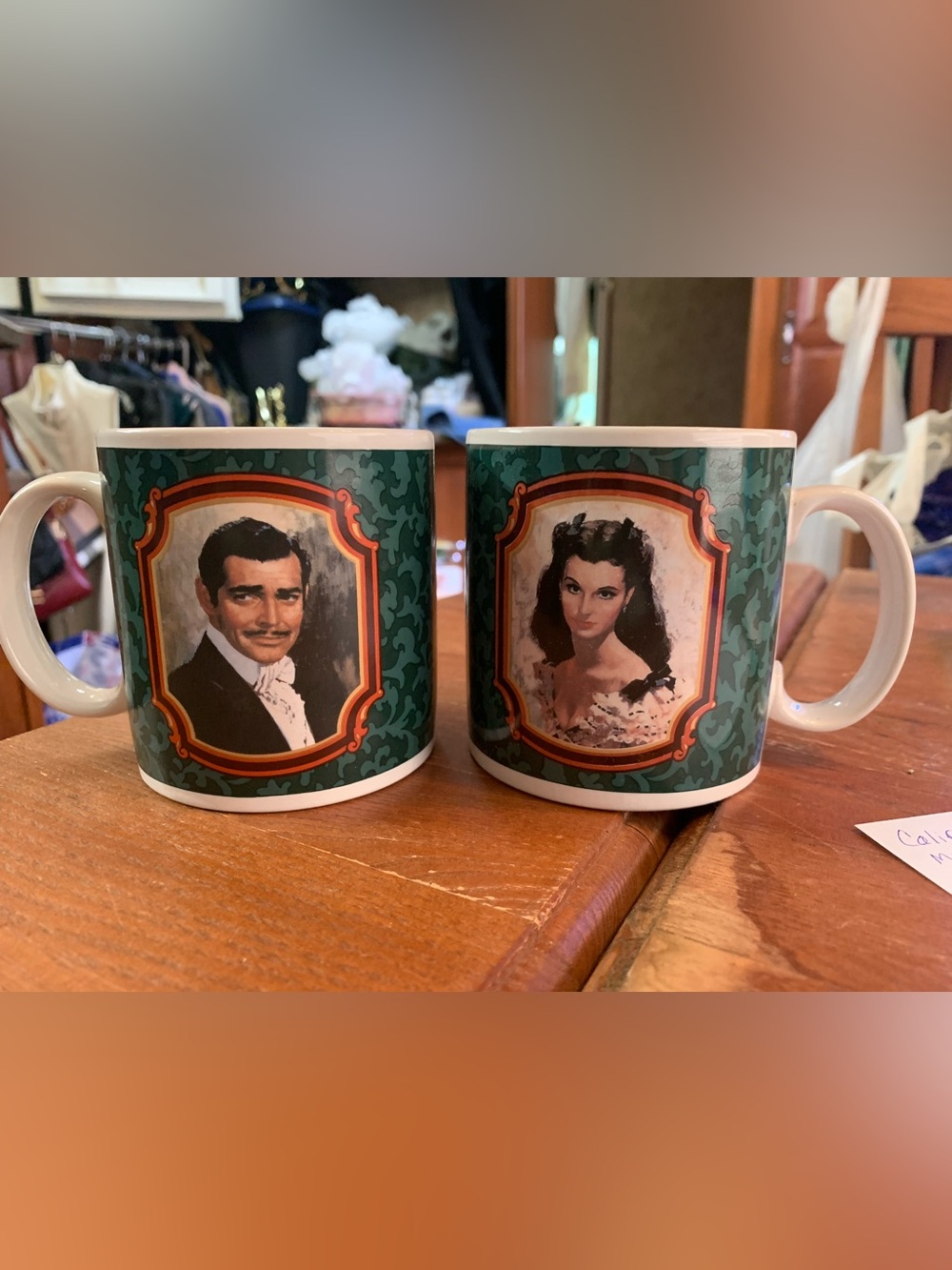 Vintage Rhett & Scarlet Gone With The Wind Mug Set Heirloom Traditions 1989